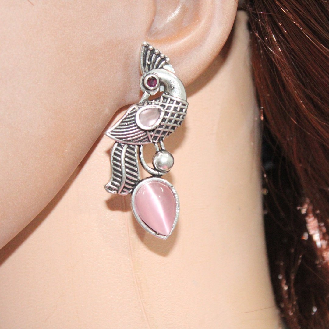 MAYUR MOH STUD-PINK -EARRING