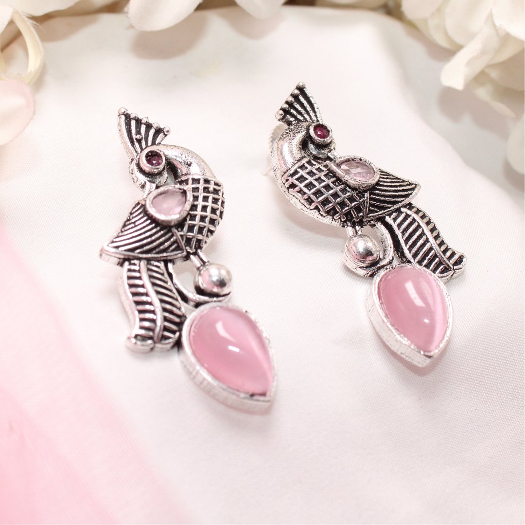 MAYUR MOH STUD-PINK -EARRING