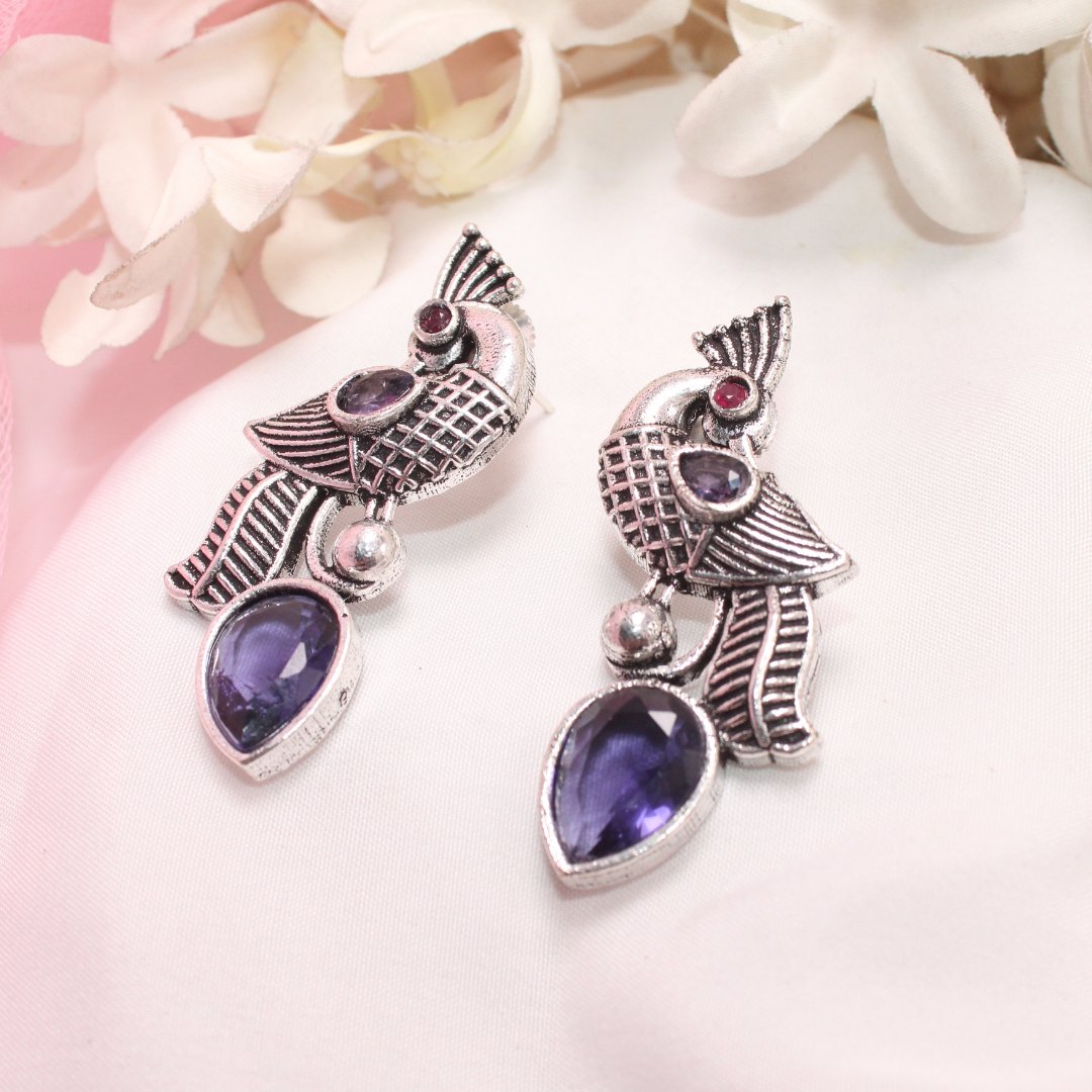 MAYUR MOH STUD-PURPLE -EARRING