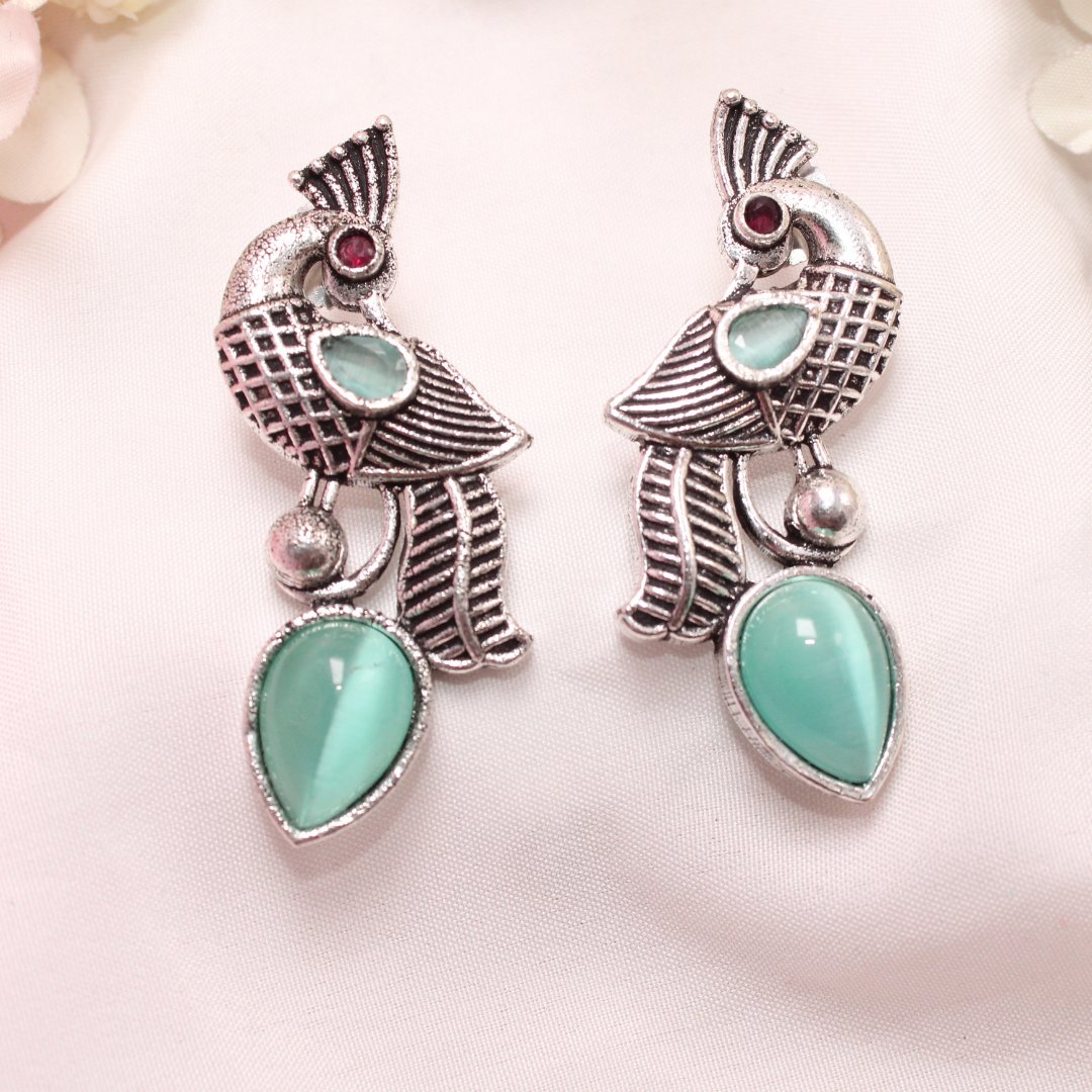 MAYUR MOH STUD-TURQUOISE -EARRING