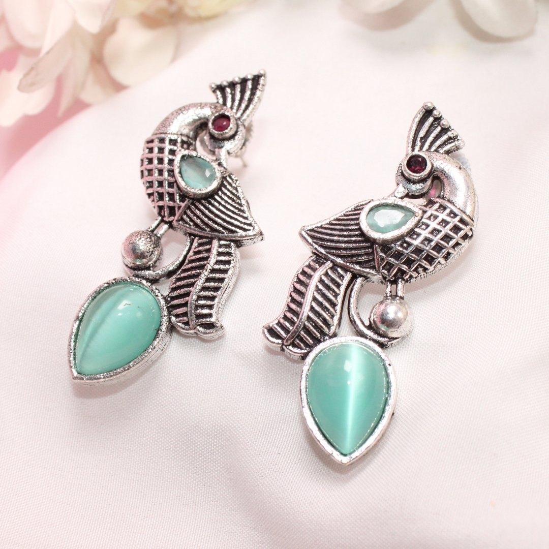 MAYUR MOH STUD-TURQUOISE -EARRING