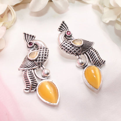 MAYUR MOH STUD-YELLOW -EARRING