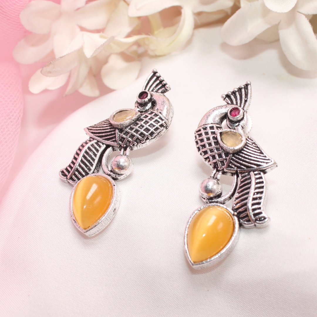 MAYUR MOH STUD-YELLOW -EARRING