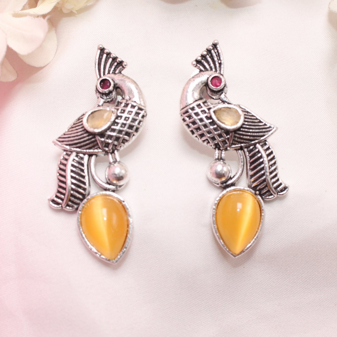 MAYUR MOH STUD-YELLOW -EARRING