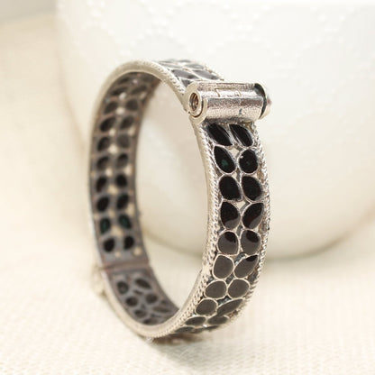 MEENAKARI LEAF PATTERN KADA - BLACK - kada