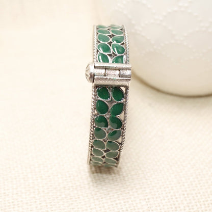 MEENAKARI LEAF PATTERN KADA - GREEN - kada