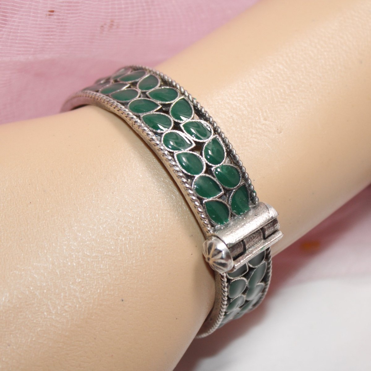 MEENAKARI LEAF PATTERN KADA - GREEN - kada