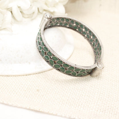 MEENAKARI LEAF PATTERN KADA - GREEN - kada