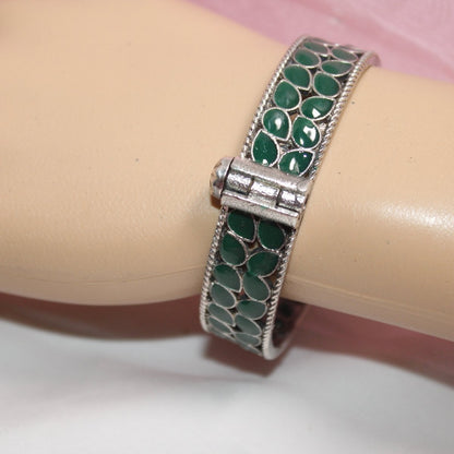 MEENAKARI LEAF PATTERN KADA - GREEN - kada