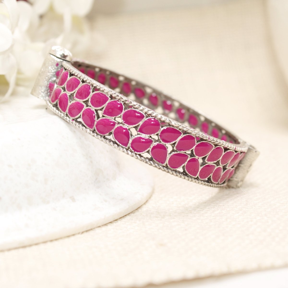 MEENAKARI LEAF PATTERN KADA - MAGENTA - kada