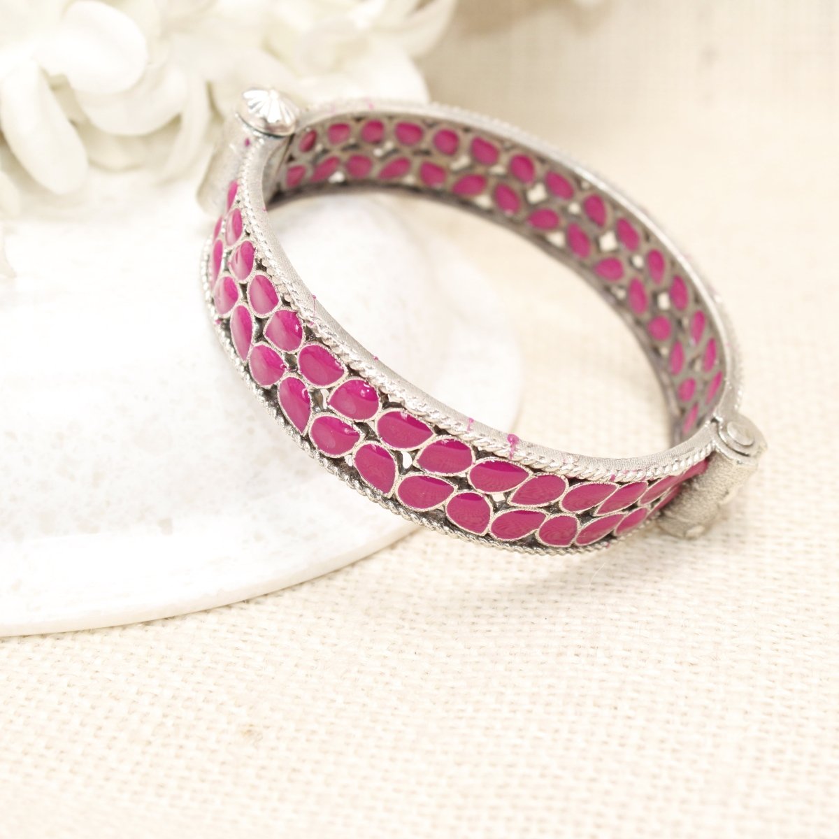 MEENAKARI LEAF PATTERN KADA - MAGENTA - kada