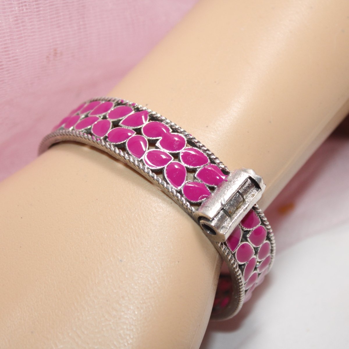 MEENAKARI LEAF PATTERN KADA - MAGENTA - kada