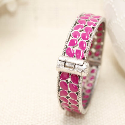 MEENAKARI LEAF PATTERN KADA - MAGENTA - kada