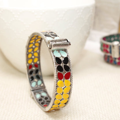 MEENAKARI LEAF PATTERN KADA - MULTICOLOUR - kada