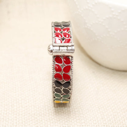 MEENAKARI LEAF PATTERN KADA - RED, BLACK, GREEN & YELLOW - kada