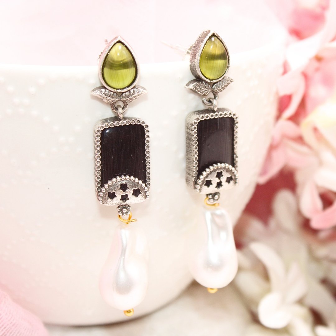 MONALISA STONE DANGLER - BLACK & YELLOW - EARRING