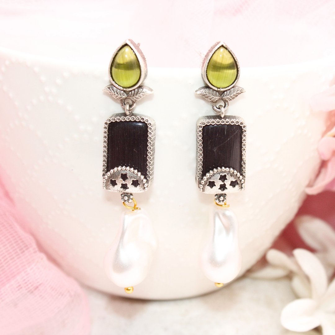 MONALISA STONE DANGLER - BLACK & YELLOW - EARRING