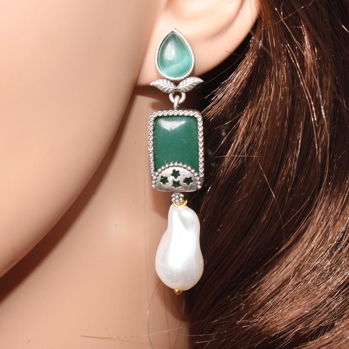 MONALISA STONE DANGLER - GREEN - EARRING