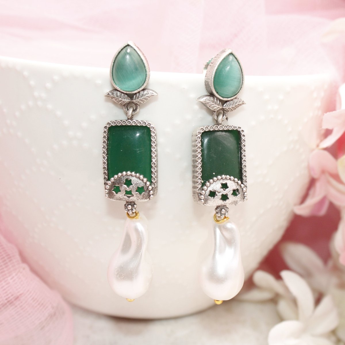 MONALISA STONE DANGLER - GREEN - EARRING