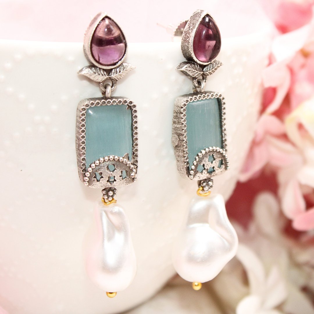 MONALISA STONE DANGLER - SKY BLUE & PURPLE - EARRING