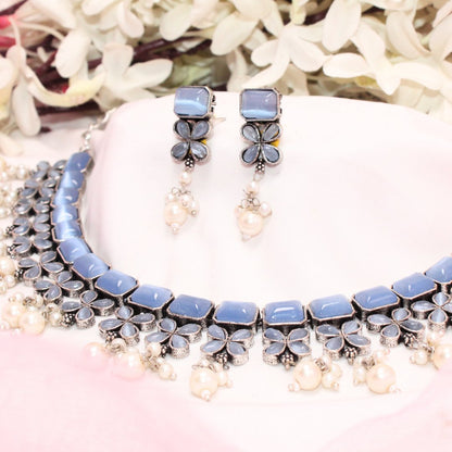 NAGINA NECKLACE SET-LIGHT BLUE -Necklaces