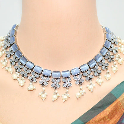 NAGINA NECKLACE SET-LIGHT BLUE -Necklaces