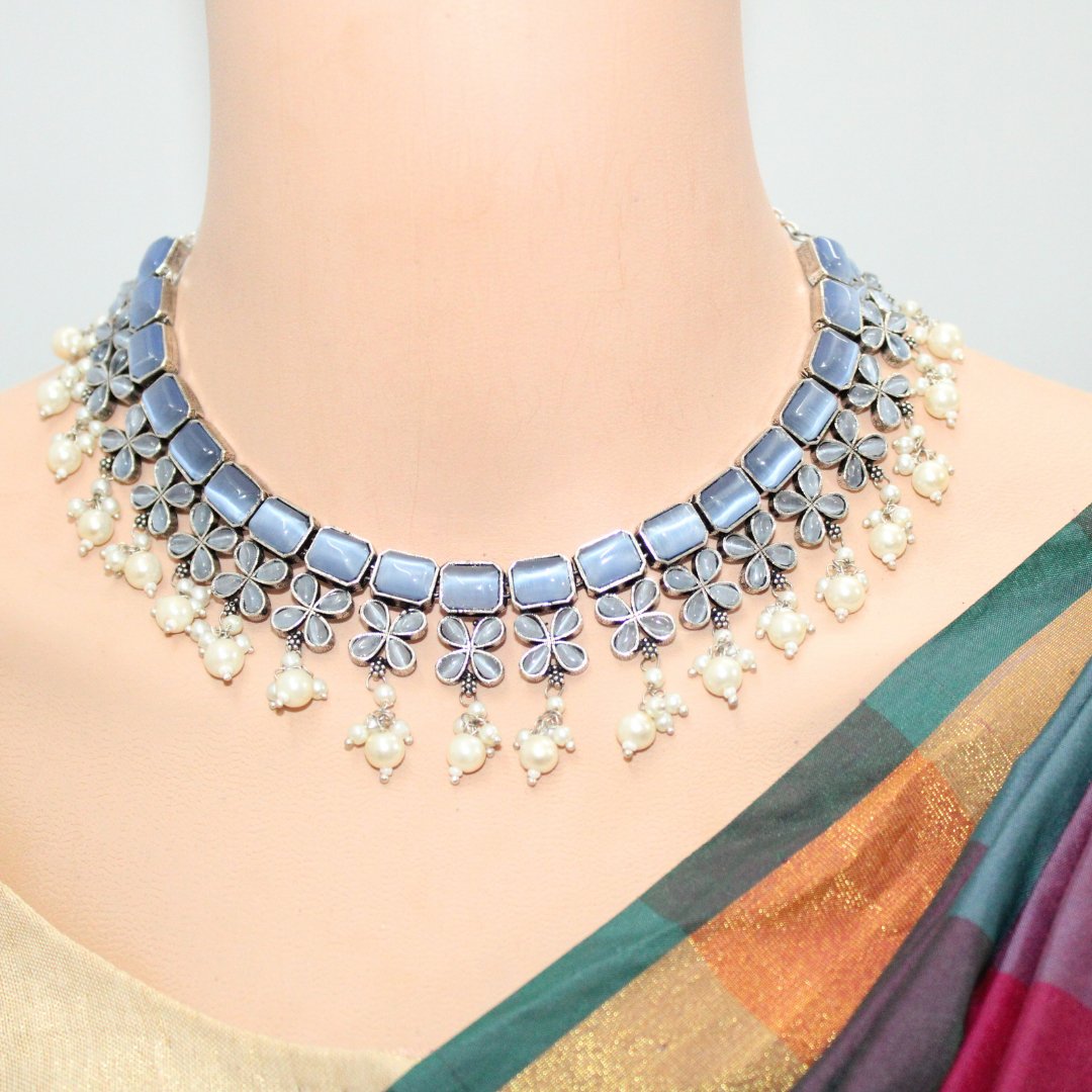 NAGINA NECKLACE SET-LIGHT BLUE -Necklaces