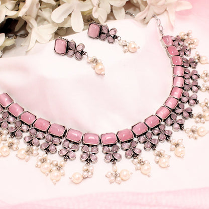 NAGINA NECKLACE SET-PINK -Necklaces