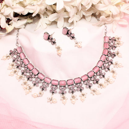 NAGINA NECKLACE SET-PINK -Necklaces