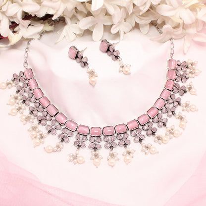 NAGINA NECKLACE SET-PINK -Necklaces