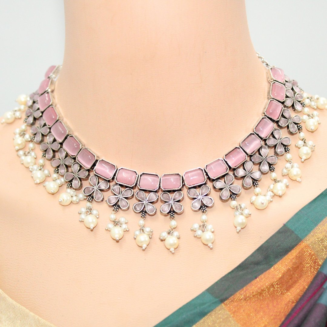 NAGINA NECKLACE SET-PINK -Necklaces