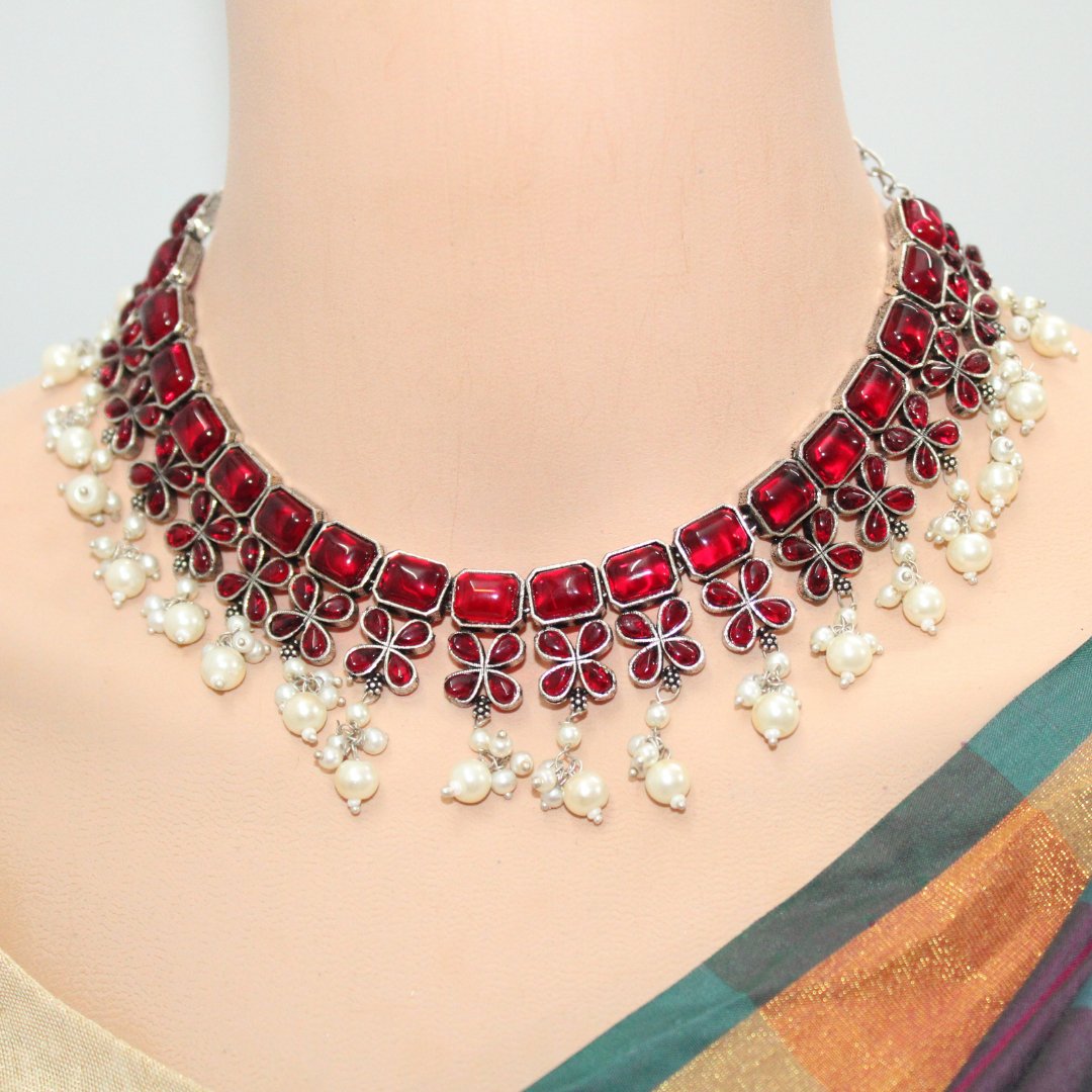 NAGINA NECKLACE SET- RED -Necklaces