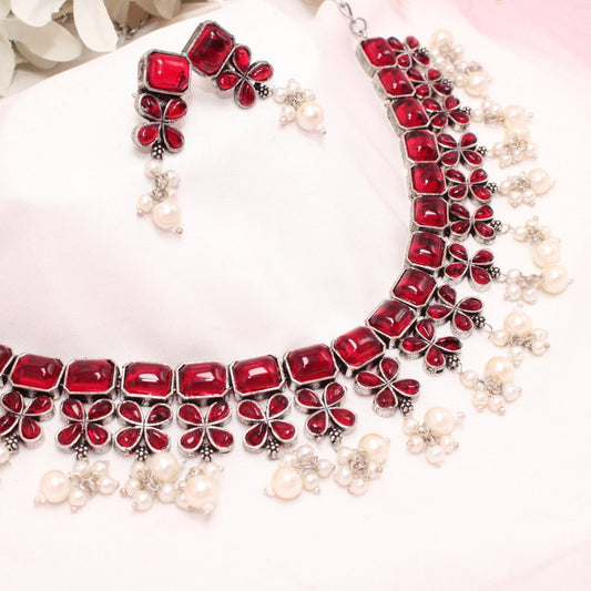 NAGINA NECKLACE SET- RED -Necklaces