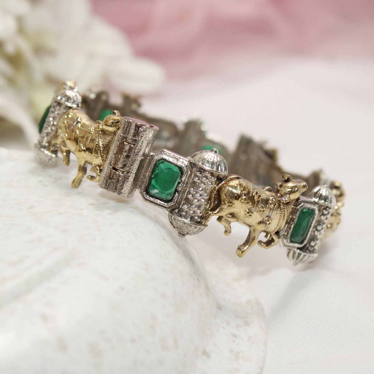 NANDI DUAL TONE BRACELET - GREEN - SINGLE KADA - kada