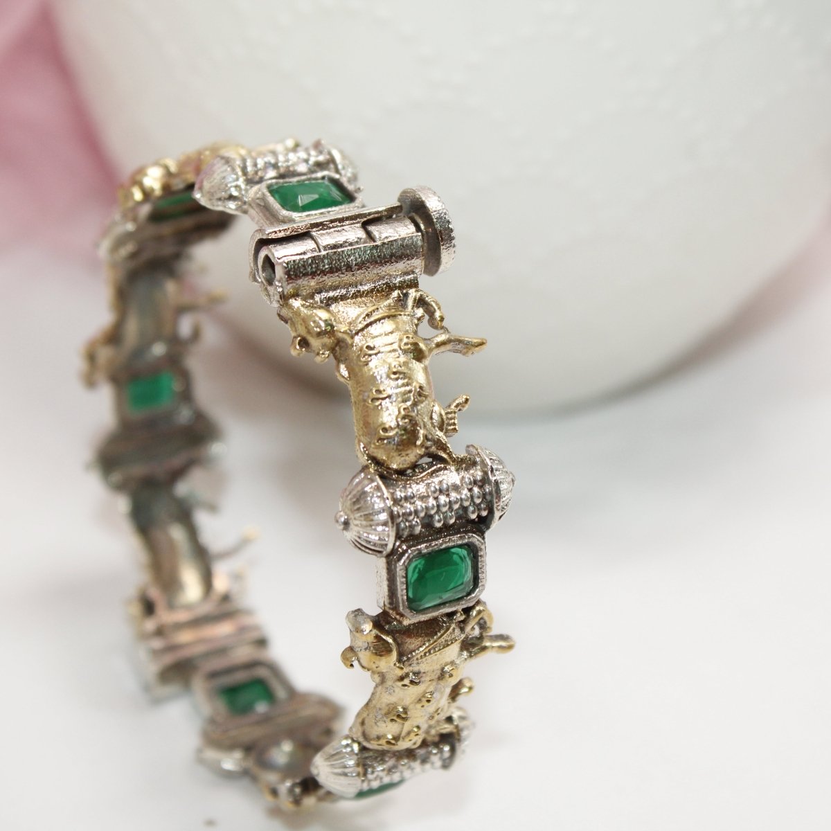 NANDI DUAL TONE BRACELET - GREEN - SINGLE KADA - kada