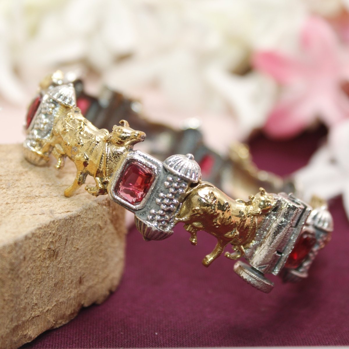 NANDI DUAL TONE BRACELET-RED-SINGLE KADA -kada