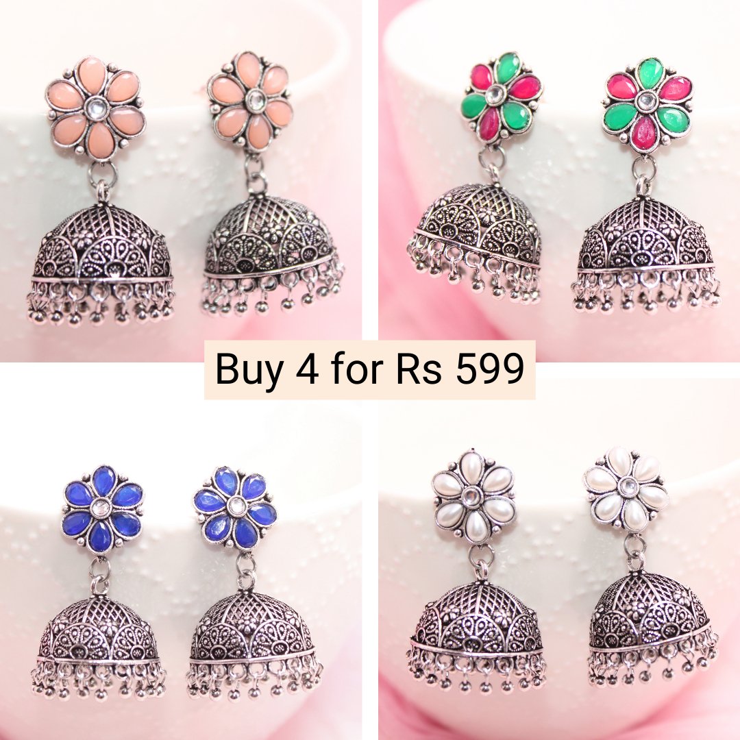 NAVRANG JHUMKI COMBO -Earrings