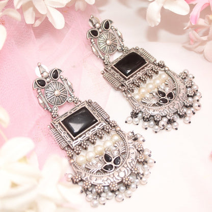 NEETI CHANDBALI JHUMKA-BLACK-PATTERN 2 -Earrings