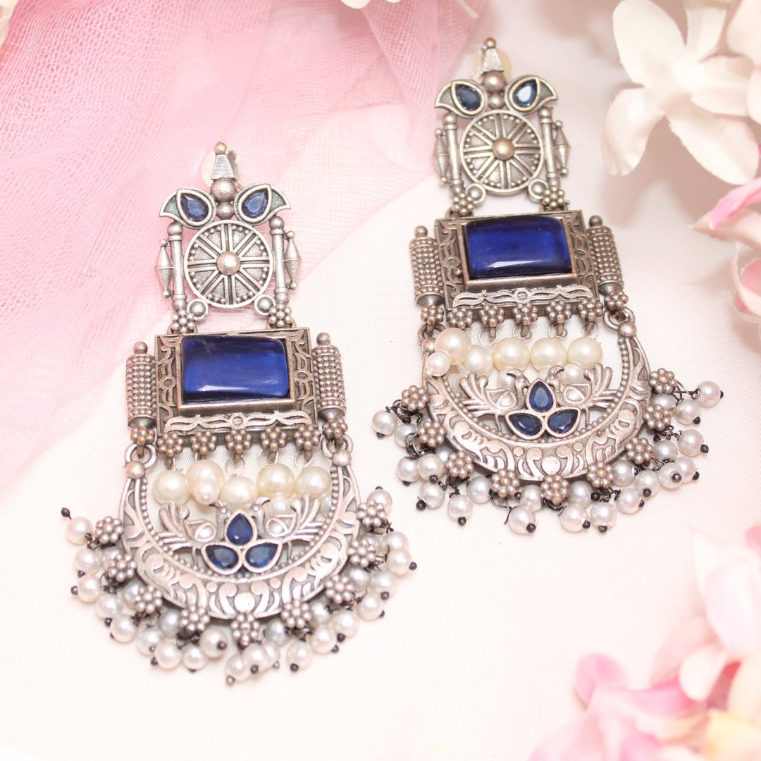 NEETI CHANDBALI JHUMKA-BLUE -Earrings