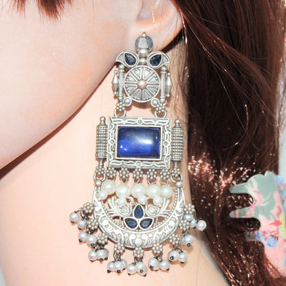 NEETI CHANDBALI JHUMKA-BLUE -Earrings