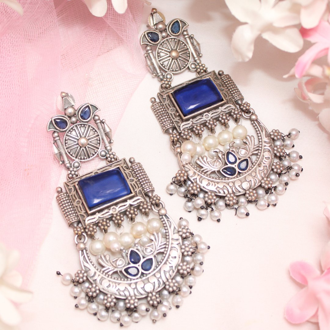 NEETI CHANDBALI JHUMKA-BLUE -Earrings