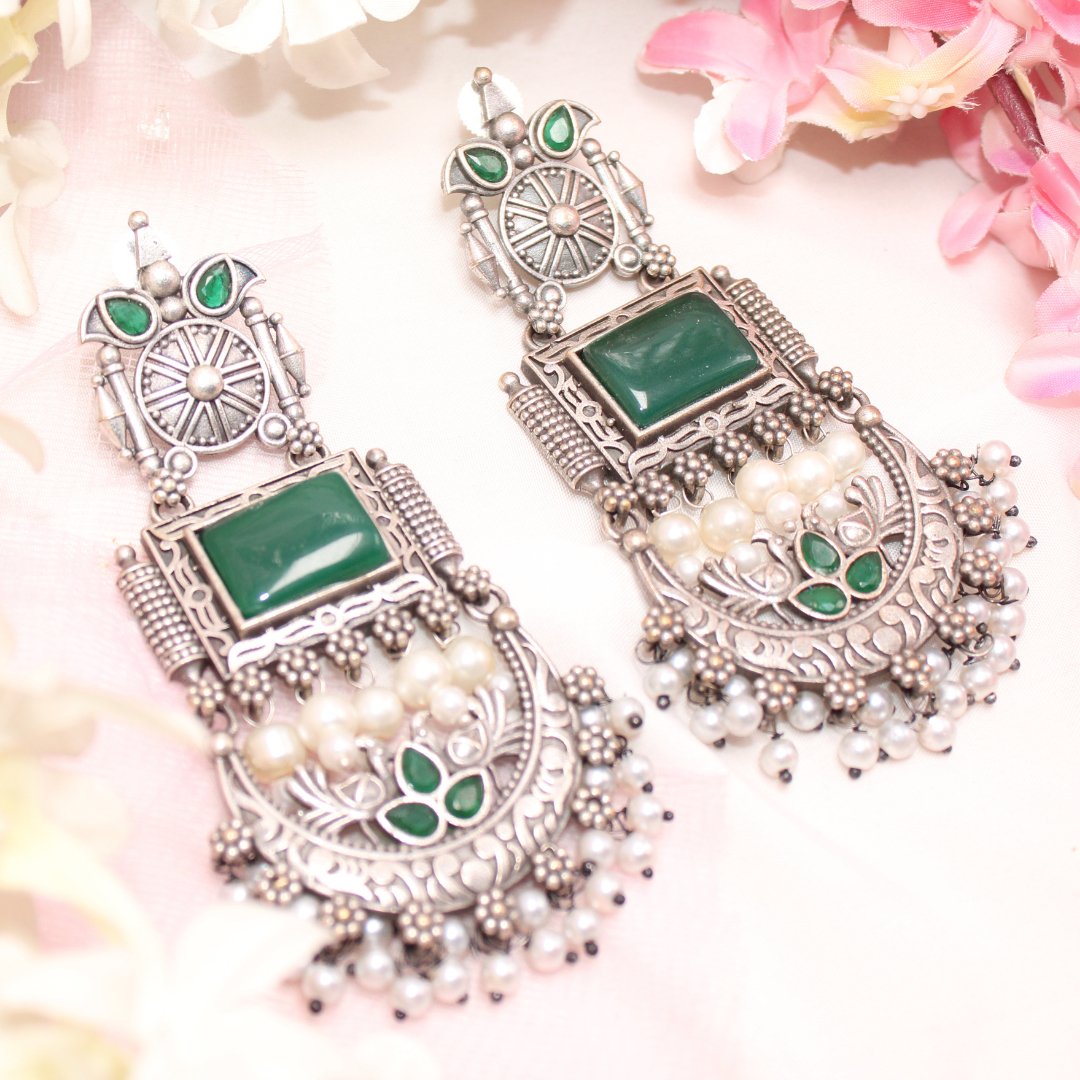 NEETI CHANDBALI JHUMKA-GREEN -Earrings