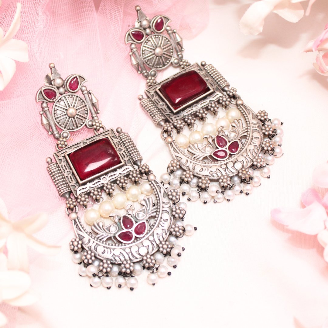 NEETI CHANDBALI JHUMKA-RED -Earrings