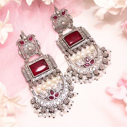 NEETI CHANDBALI JHUMKA-RED -Earrings