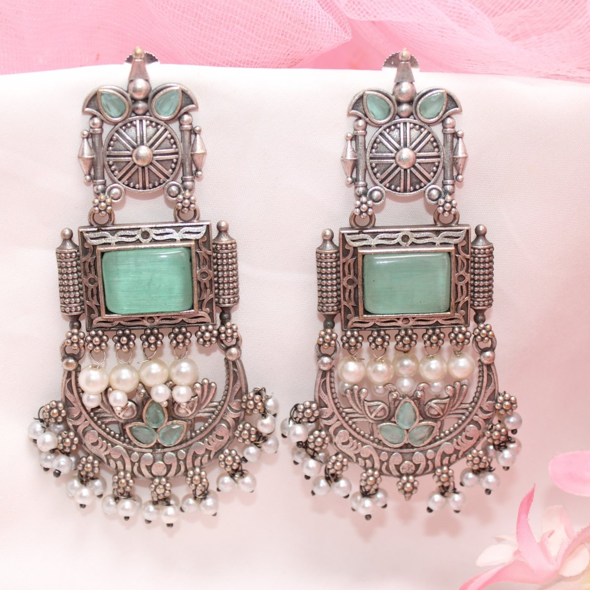 NEETI CHANDBALI JHUMKA-turquoise -Earrings