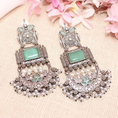 NEETI CHANDBALI JHUMKA-turquoise -Earrings