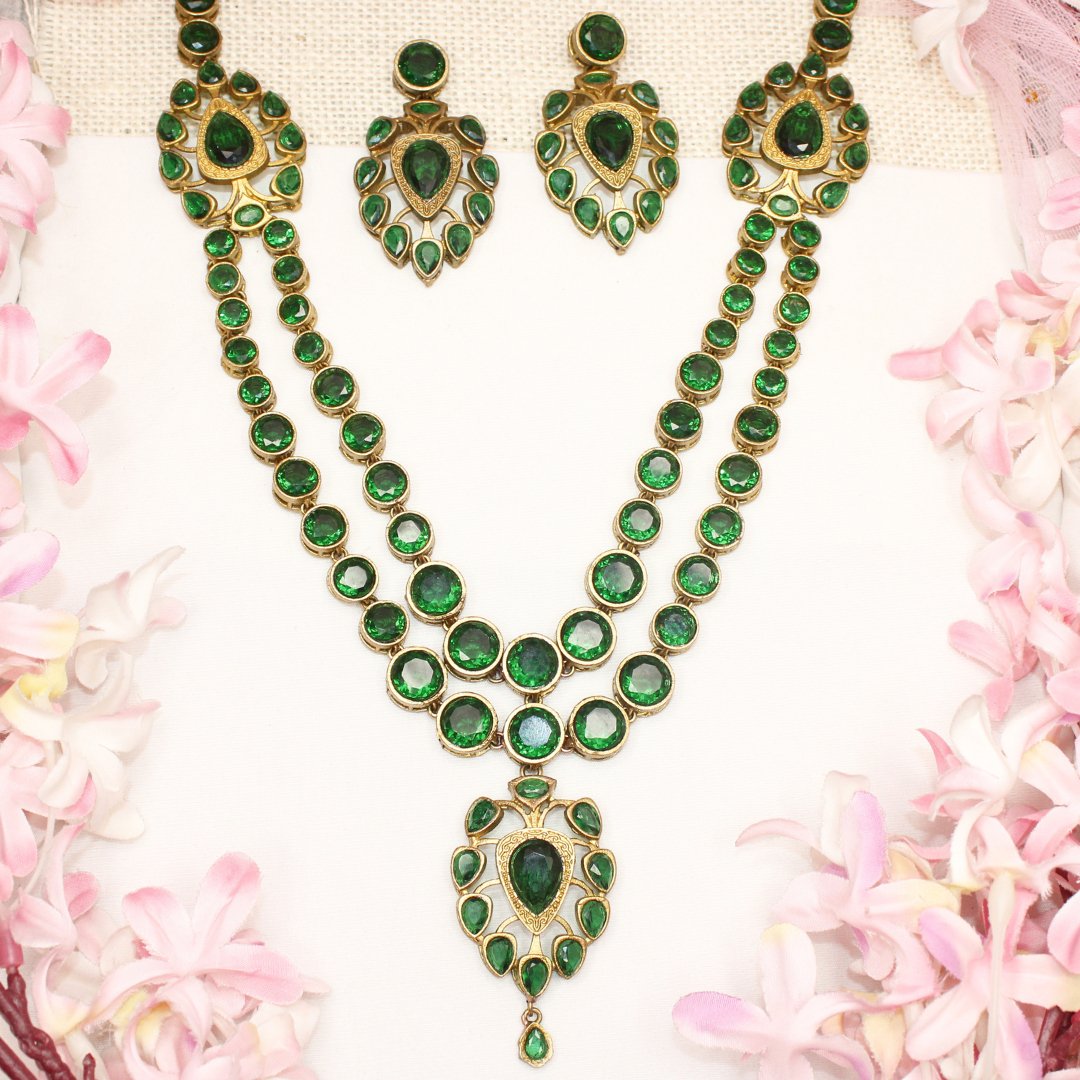 RAJWADI RANI HAAR - DO LADI - GREEN - Necklaces