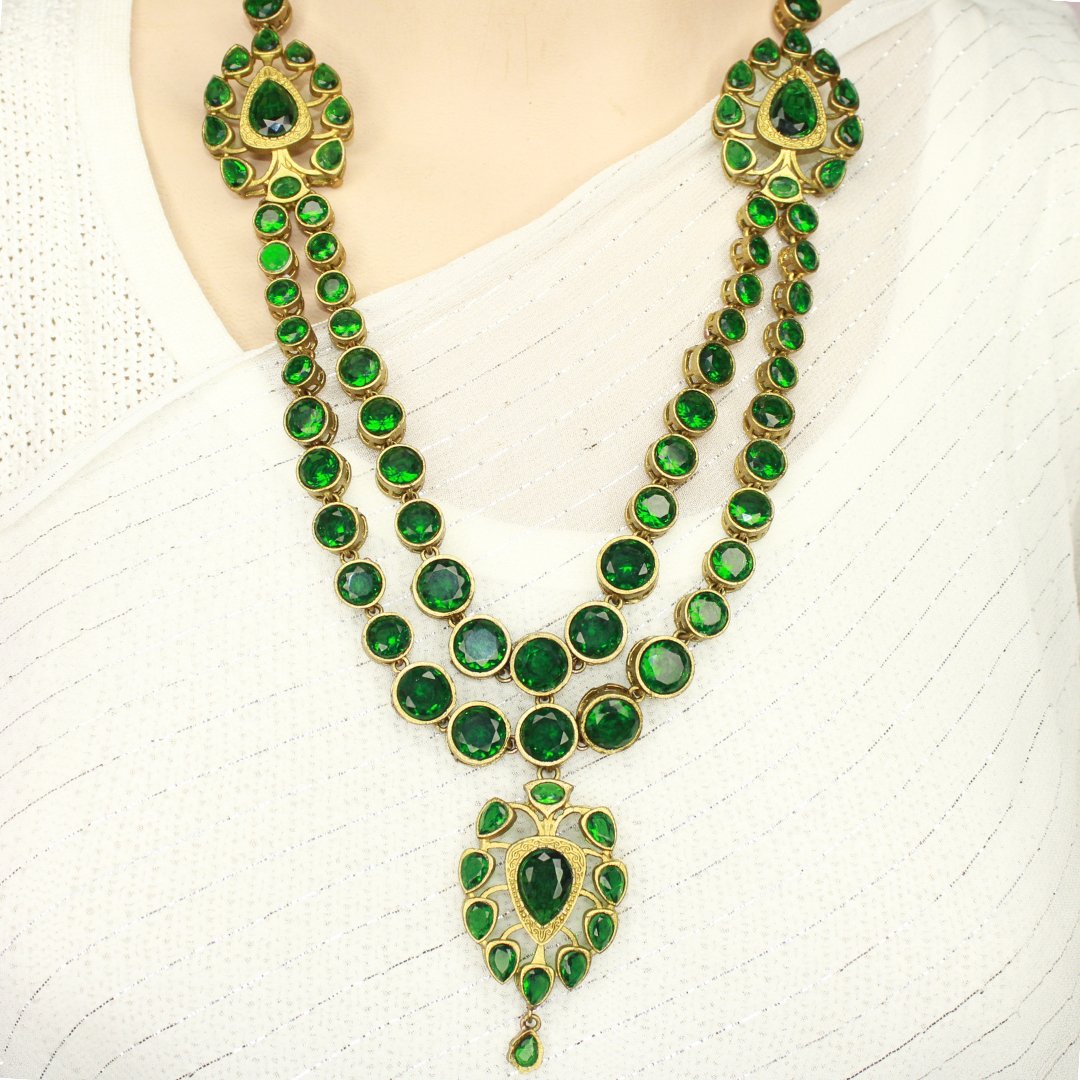 RAJWADI RANI HAAR - DO LADI - GREEN - Necklaces