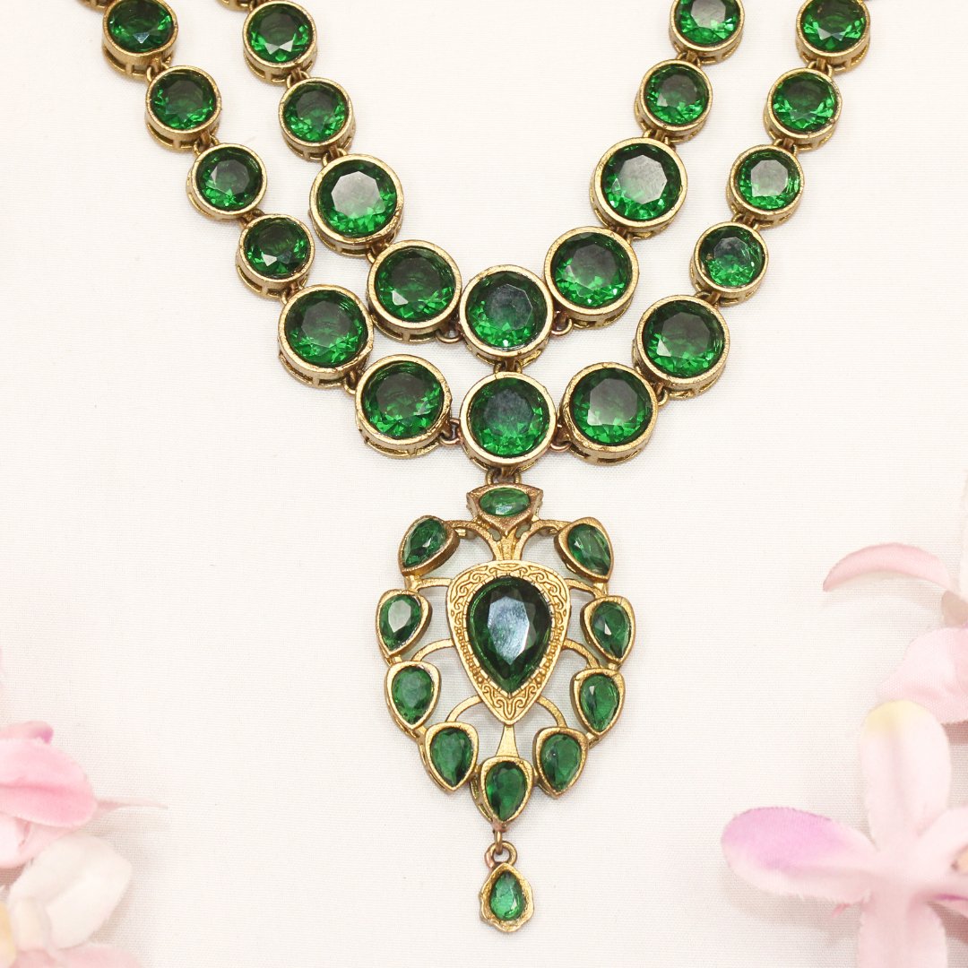 RAJWADI RANI HAAR - DO LADI - GREEN - Necklaces