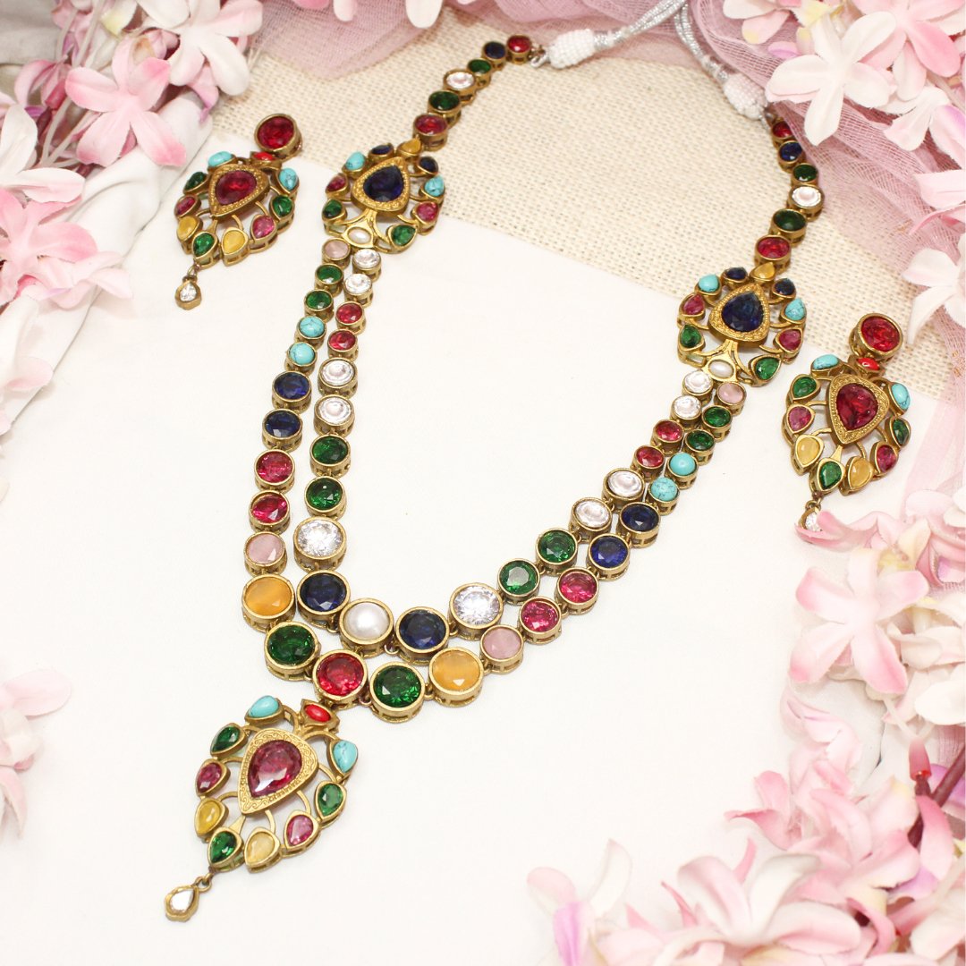 RAJWADI RANI HAAR - DO LADI - MULTICOLOUR - Necklaces